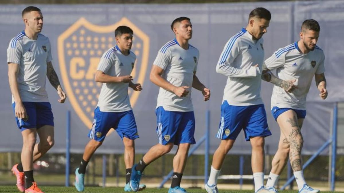 Entrenamiento de Boca, fútbol argentino. Foto: NA.