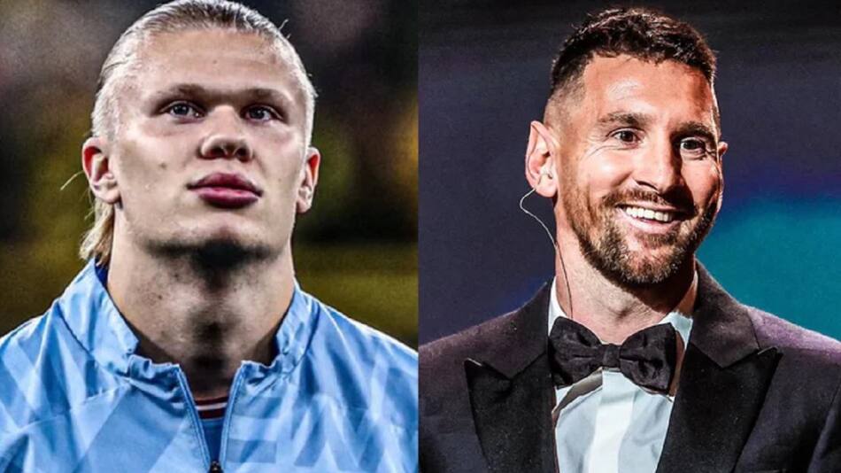 Erling Haaland y Lionel Messi. Foto: NA