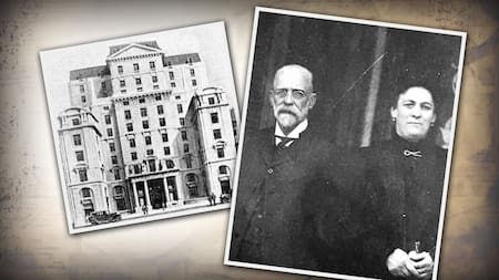 Izquierda: Edificio Tornquist. Derecha: Ernesto Tornquist y su esposa. Foto: 26 Historia.
