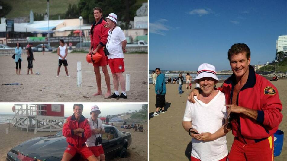 Emilio Disi junto a David Hasselhoff de Baywatch