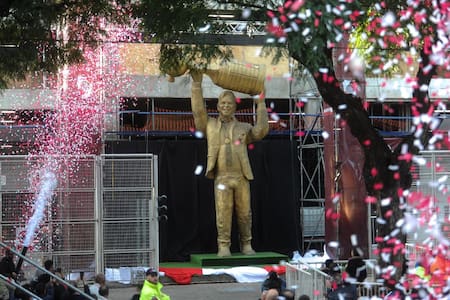 Inauguración de estatua de Marcelo Gallardo, River. Foto: Télam
