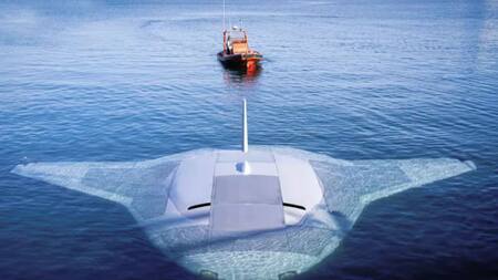 Manta Ray, el submarino no tripulado con forma de mantarraya. Foto: Gentileza DARPA.
