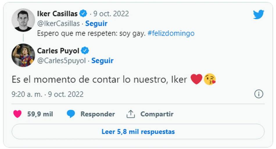 La respuesta que llamó la atención de Carles Puyol. Foto: Twitter/ikercasillas