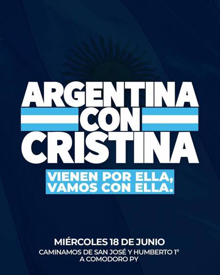 Marcha en apoyo a Cristina Kirchner hacia Comodoro Py.