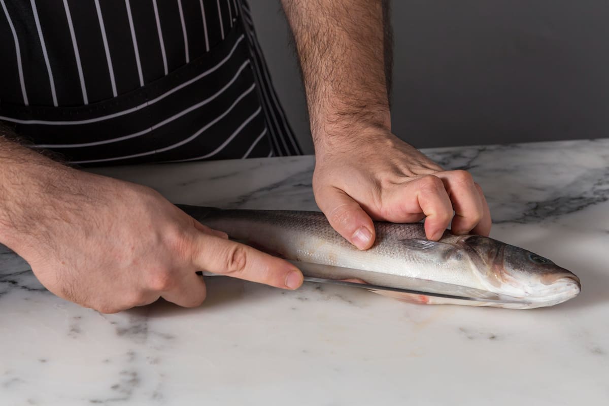 Pescado cortado a la mitad