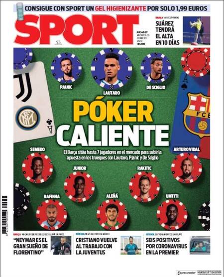 Tapas de diarios, Sport, miércoles 20 de mayo de 2020