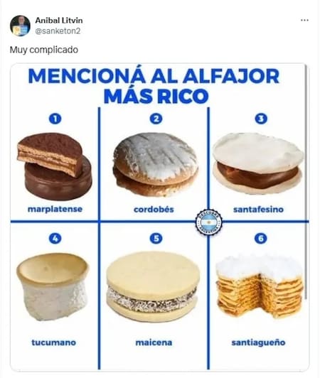 Diferentes tipos de alfajores. Foto: X @Sanketon2