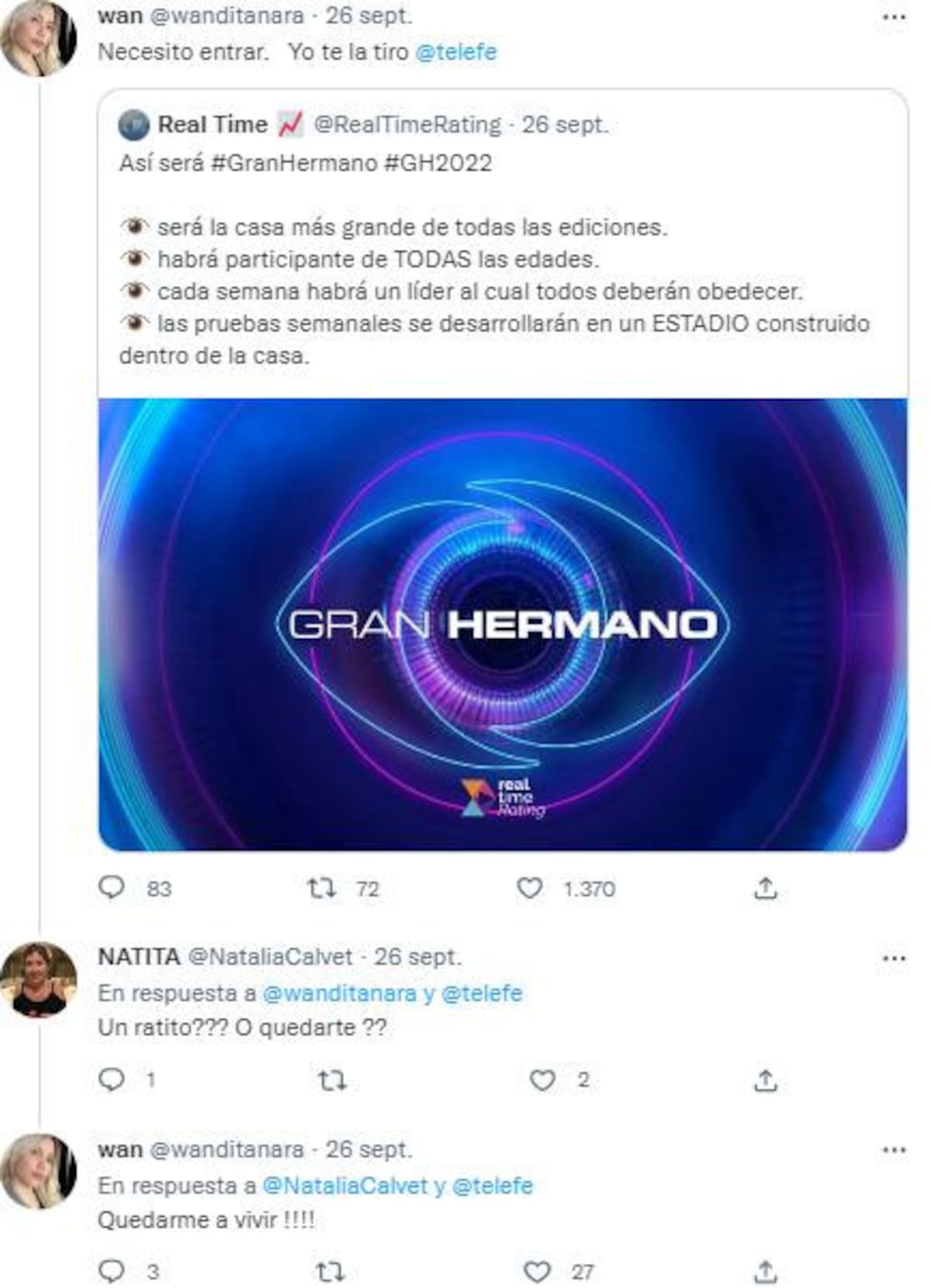 Wanda queriendo entrar a GH. Foto: Twitter.