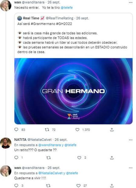 Wanda queriendo entrar a GH. Foto: Twitter.