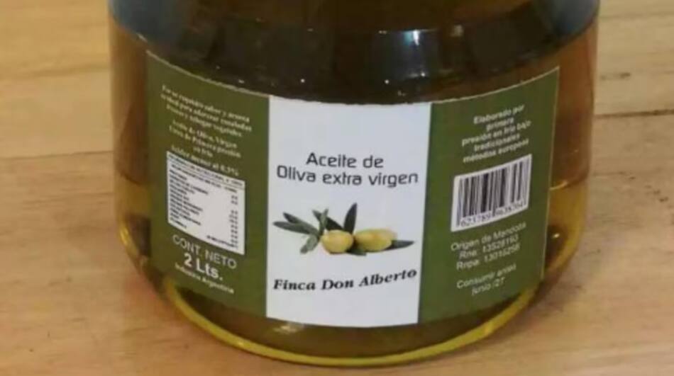 Aceite de oliva prohibido por ANMAT. Fuente: Captura