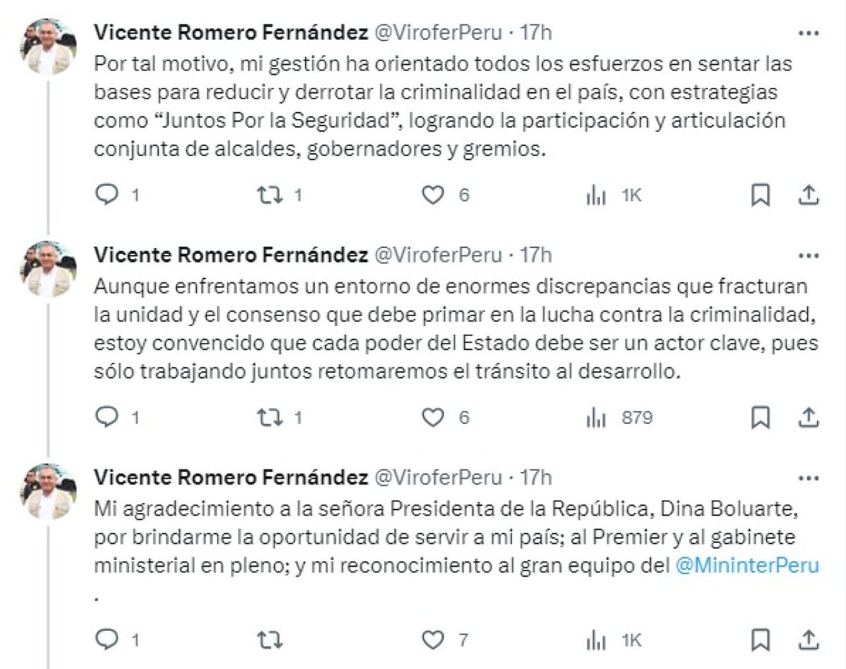 Tuits de Vicente Romero. Foto: captura.