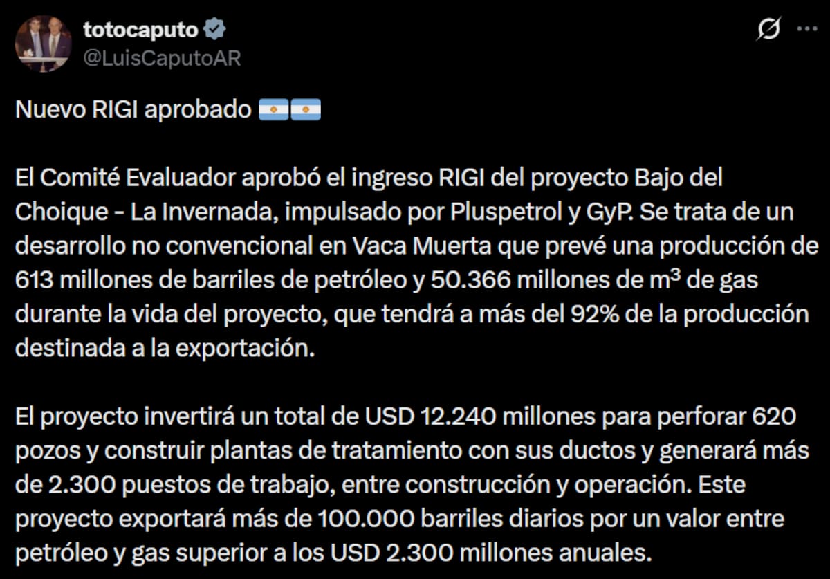 El proyecto invertirá un total de USD 12.240 millones para perforar 620 pozos y construir plantas de tratamiento con sus ductos.