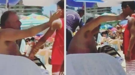 Turista le puso bronceador a un niño que vendía en la playa