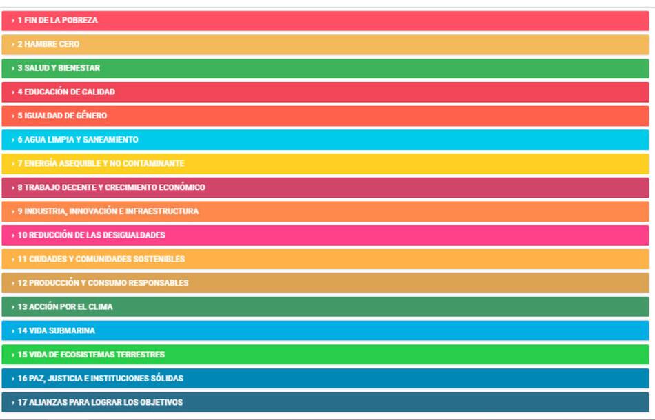 Los 17 ODS de la ONU y los colores que representan a cada uno. Foto: cgcym.org.ar