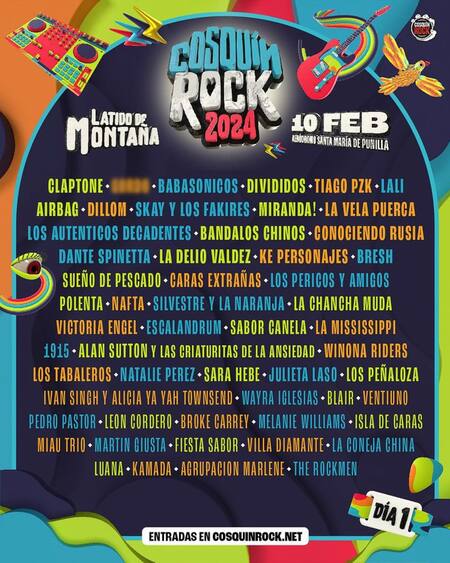 Grilla Cosquín Rock. Foto: Instagram.
