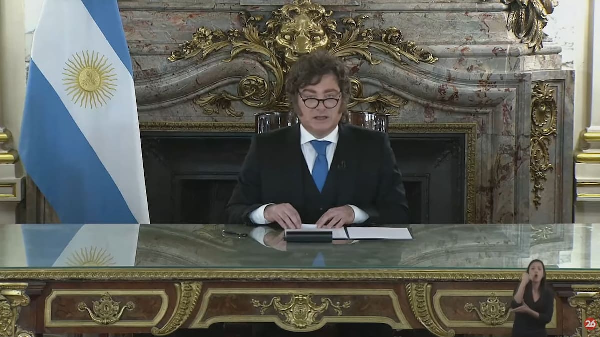 Cadena nacional de Javier Milei sobre la cuestión Malvinas.