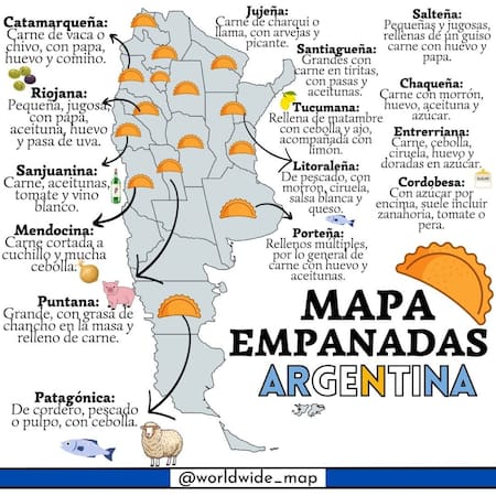Mapa de la empanada. Foto: Instagram @worldwide_map