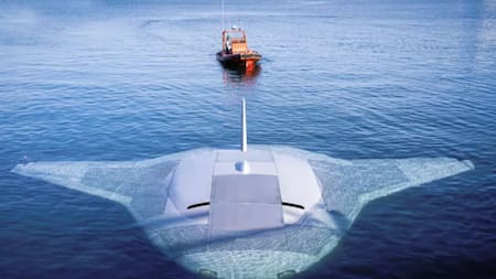 Manta Ray, el submarino no tripulado con forma de mantarraya. Foto: Gentileza DARPA.