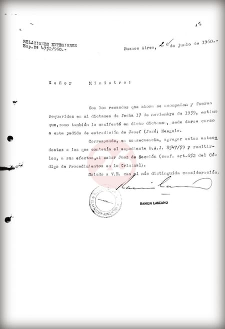 Mengele en Argentina, documentos por extradición