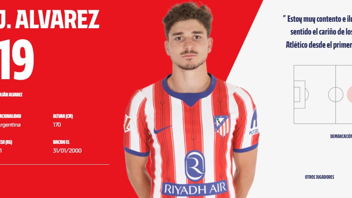 Los mejores memes de la foto institucional de Julián Álvarez en el Atlético de Madrid.
