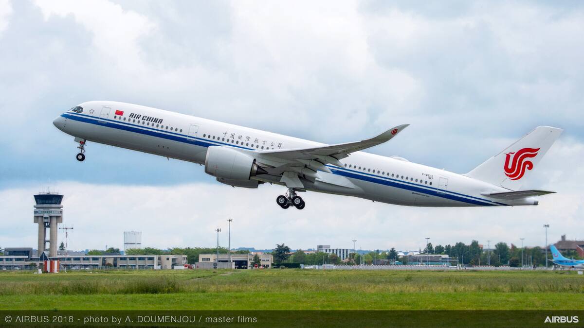 Avión de Air China. Foto: web Airbus.