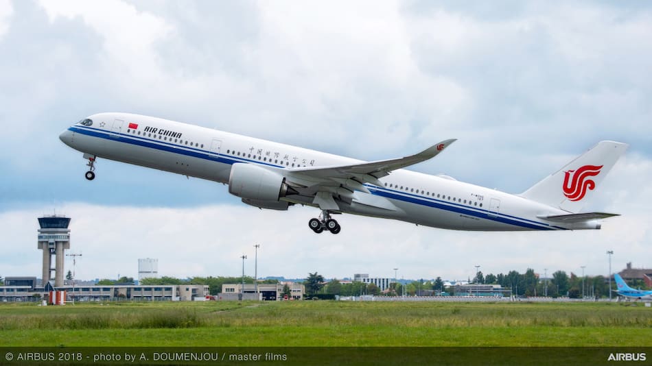 Avión de Air China. Foto: web Airbus.