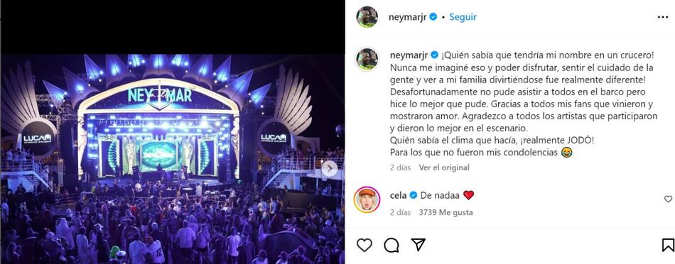 El mensaje de Neymar. Foto: captura de pantalla