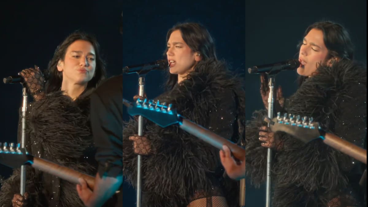 Dua Lipa en su presentación en Argentina.