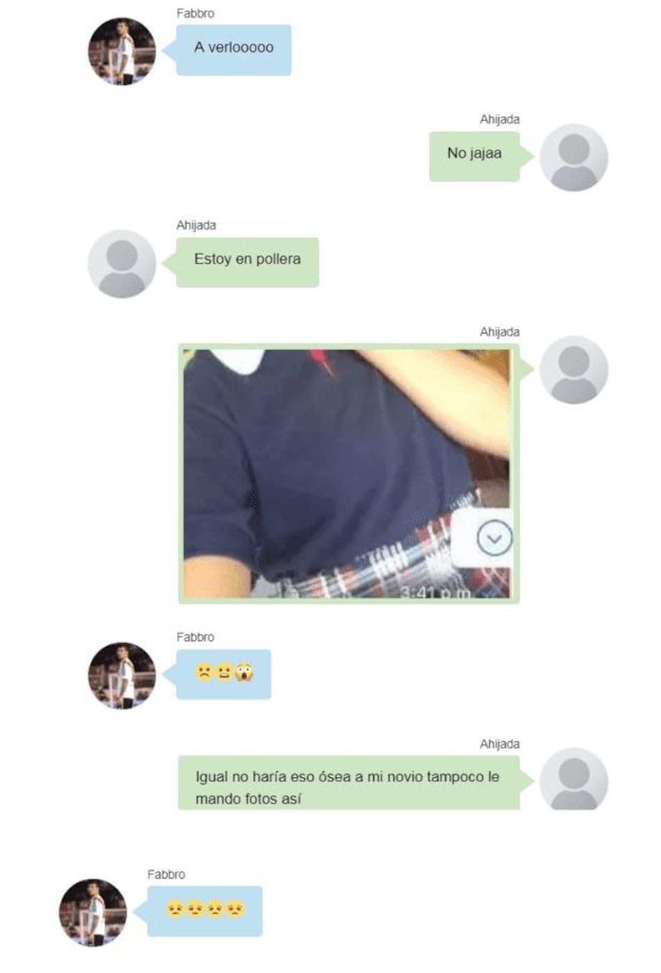 Chats entre Jonathan Fabbro y sobrina