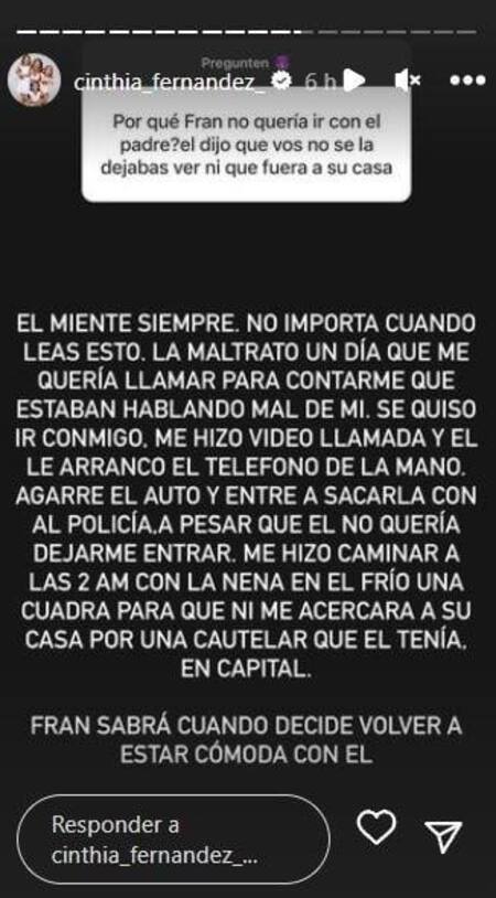 La historia de Cinthia Fernández. Foto: Instagram.