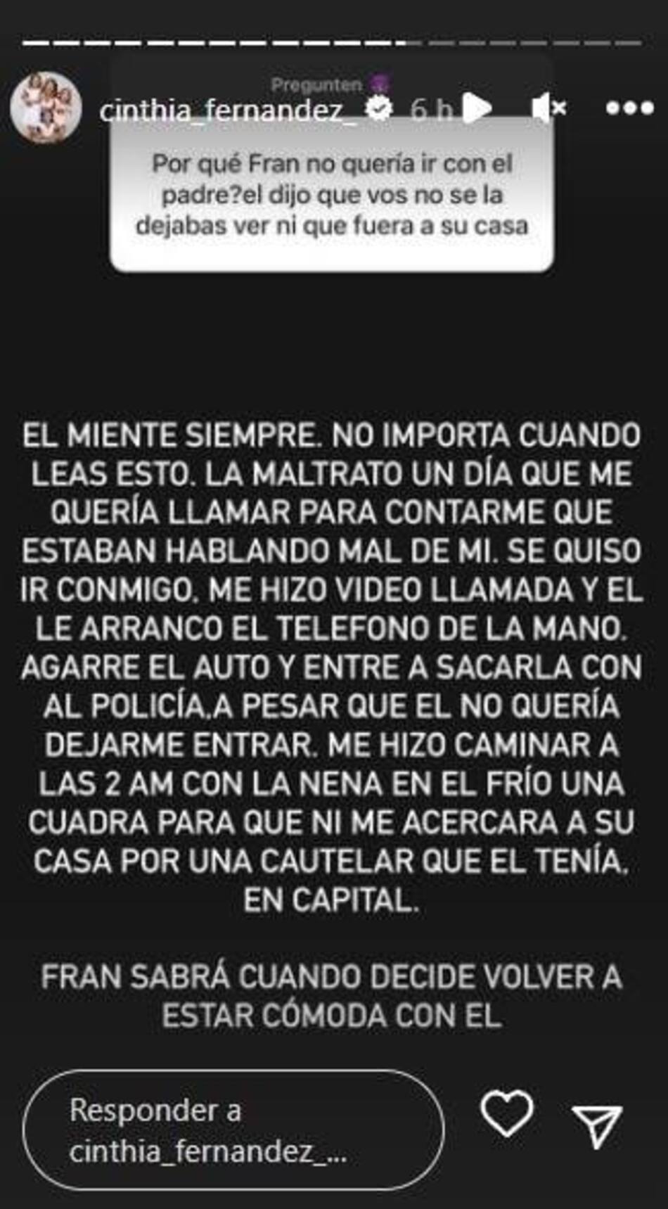 La historia de Cinthia Fernández. Foto: Instagram.