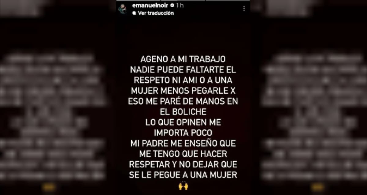 El descargo de Emanuel Noir en redes. Foto: NA.