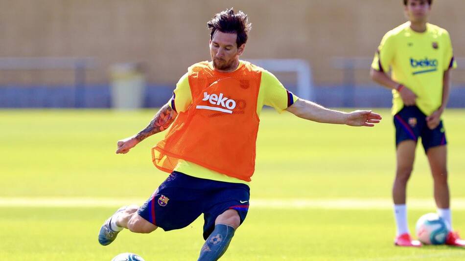 Lionel Messi en entrenamiento del Barcelona, AGENCIA NA