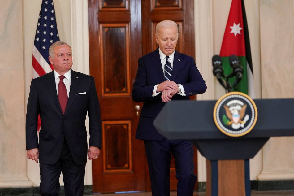 Reunión entre Biden y Abdalá II. Foto: Reuters