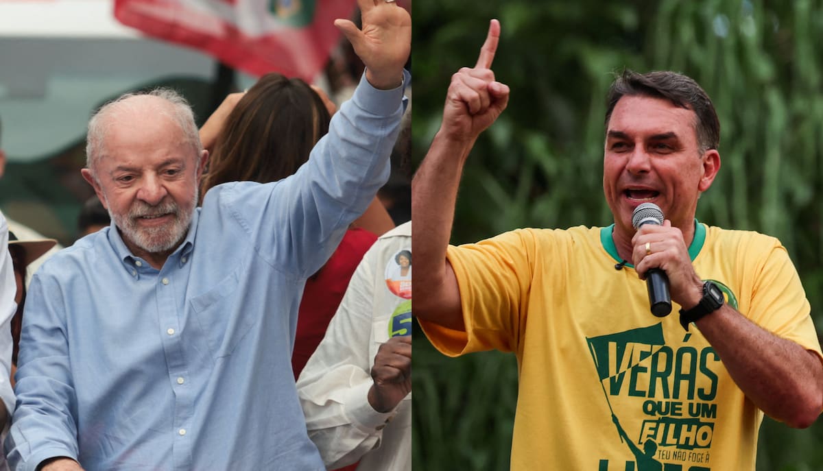 Combo de fotografías de archivo que muestra al presidente de Brasil, Luiz Inácio Lula da Silva y al senador Flávio Bolsonaro.