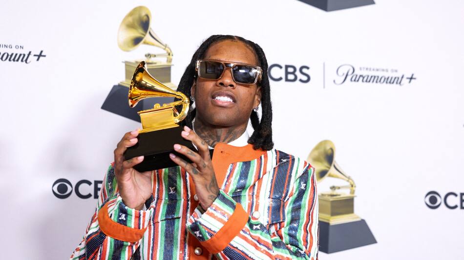 Lil Durk en una entrega de los premios Grammy en Los Ángeles. Foto: Reuters.