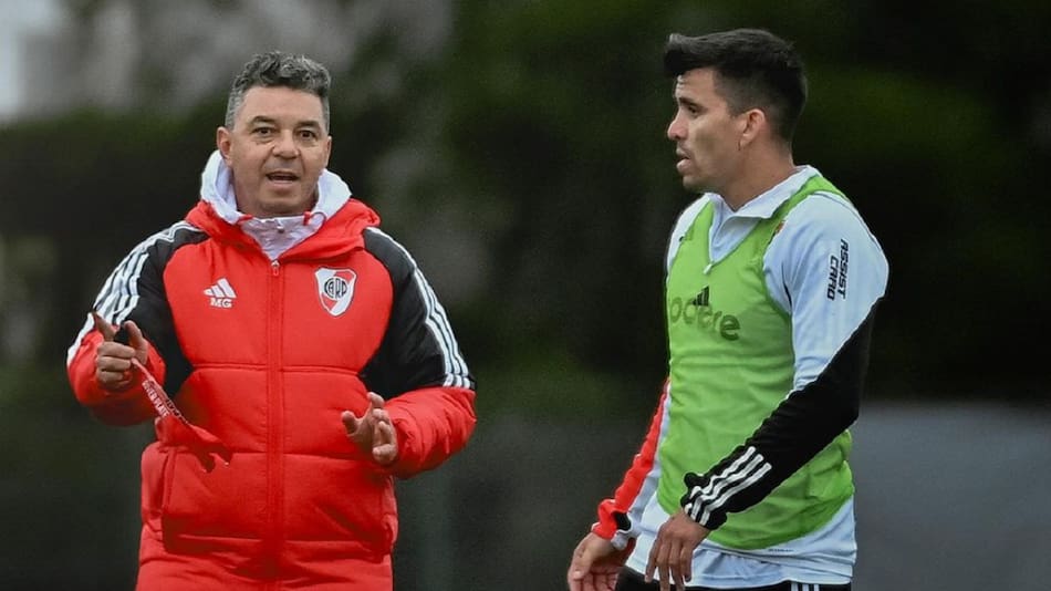 Marcelo Gallardo y Marcos Acuña. Foto: Instagram @riverplate