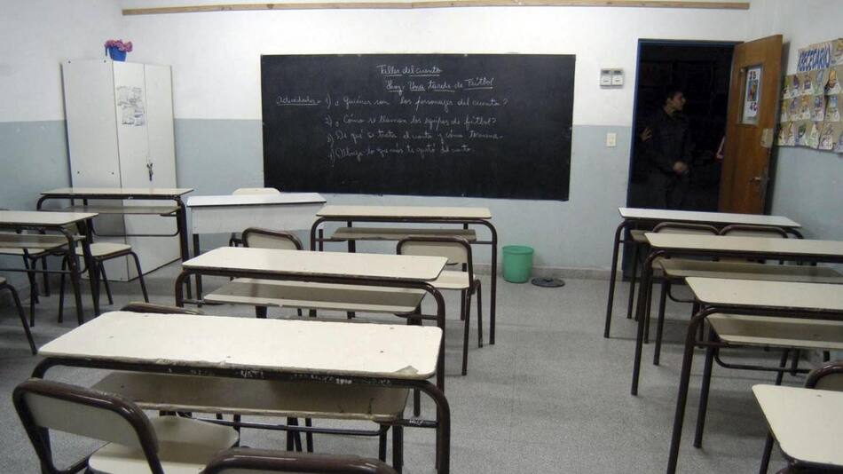Aulas vacías, colegio sin clases, paro docente, medida de fuerza, docente