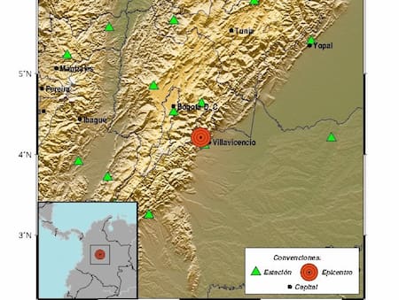 Fuerte sismo en Colombia. Foto: Servicio Geológico Colombiano.