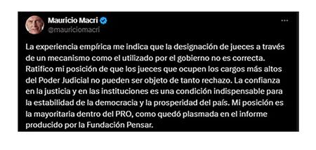 Mauricio Macri profundiza su distancia con el Gobierno y criticó la designación de Lijo y García Mansilla por decreto