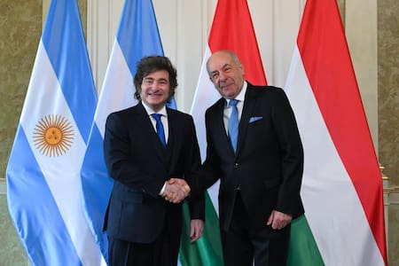 Javier Milei junto al presidente de Hungría, Tamás Sulyok.