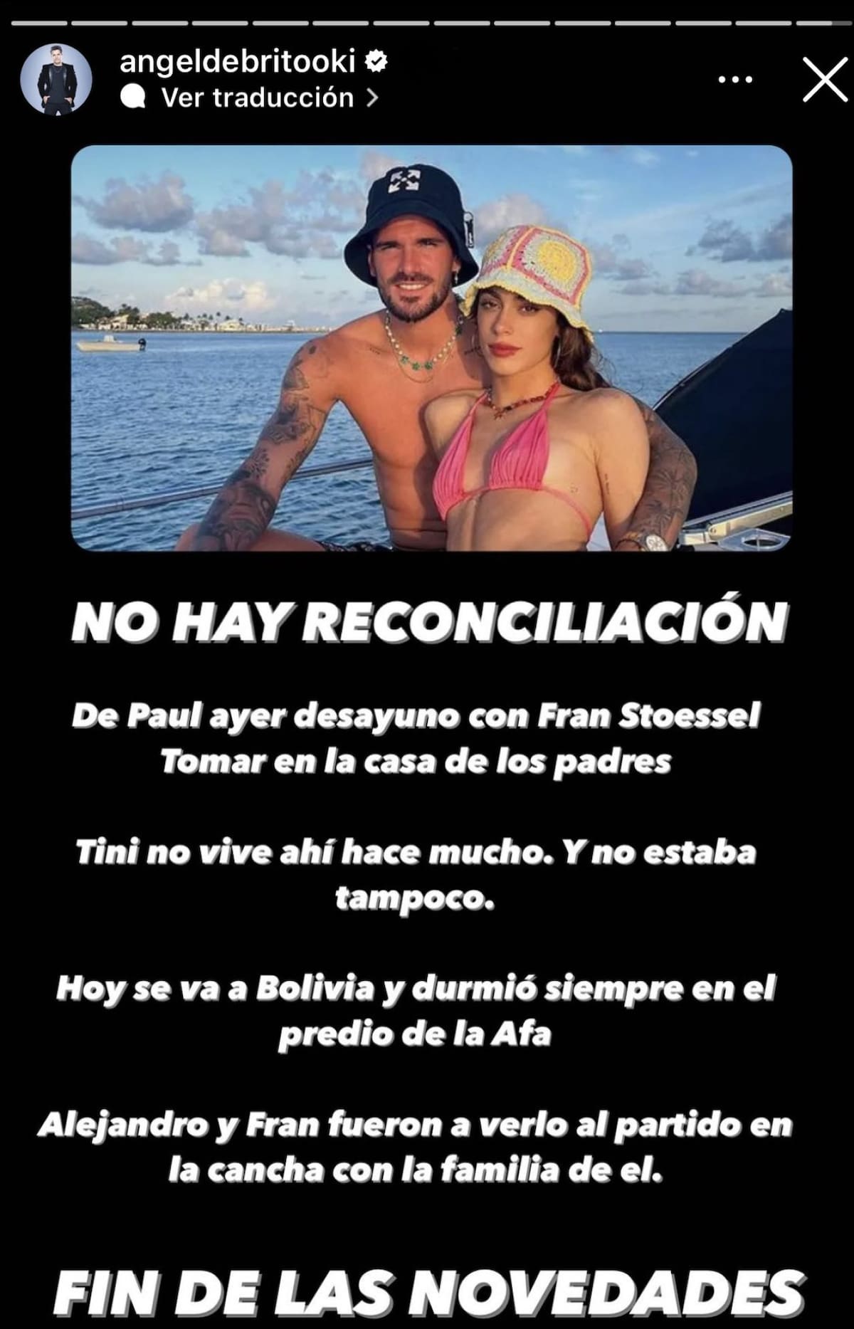 Ángel de Brito desmintió los rumores de reconciliación. Foto: Instagram.