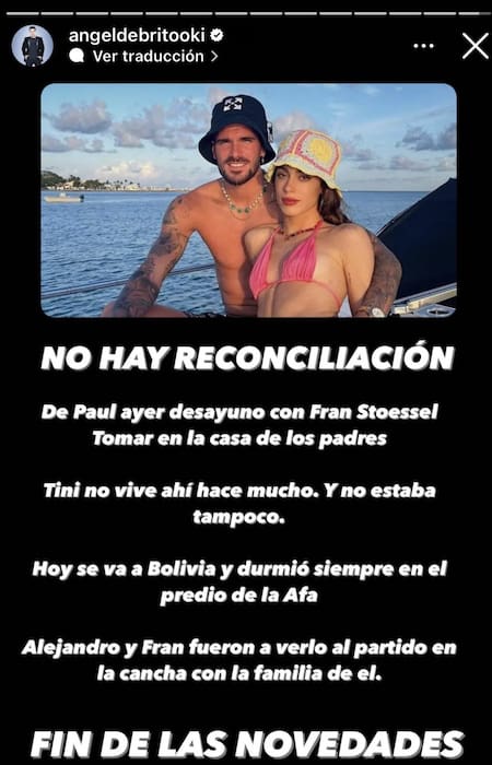 Ángel de Brito desmintió los rumores de reconciliación. Foto: Instagram.