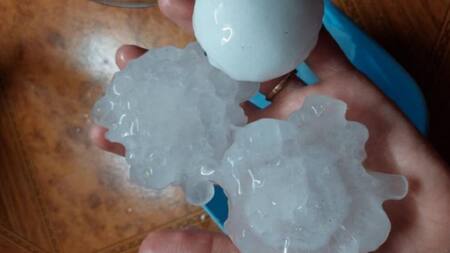 Fuerte caída de granizo en San Luis. Foto: NA