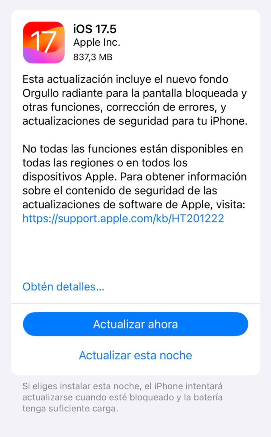 La nueva versión del sistema operativo del iPhone. Foto: Canal 26