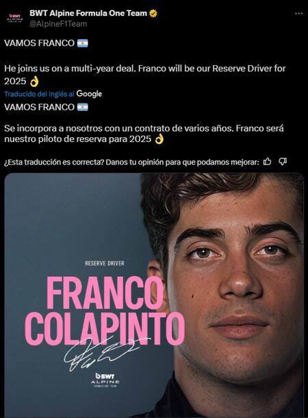 El anuncio de Alpine.