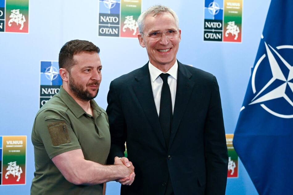 Volodimir Zelenski y Jens Stoltenberg. Foto: EFE.