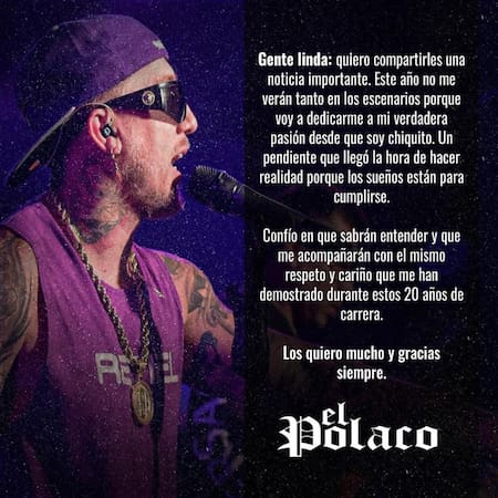 La llamativa publicación que hizo el Polaco en sus redes sociales. Foto: Instagram @elpolaco.