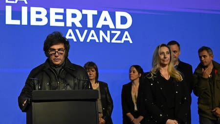 Javier Milei en el búnker de LLA.