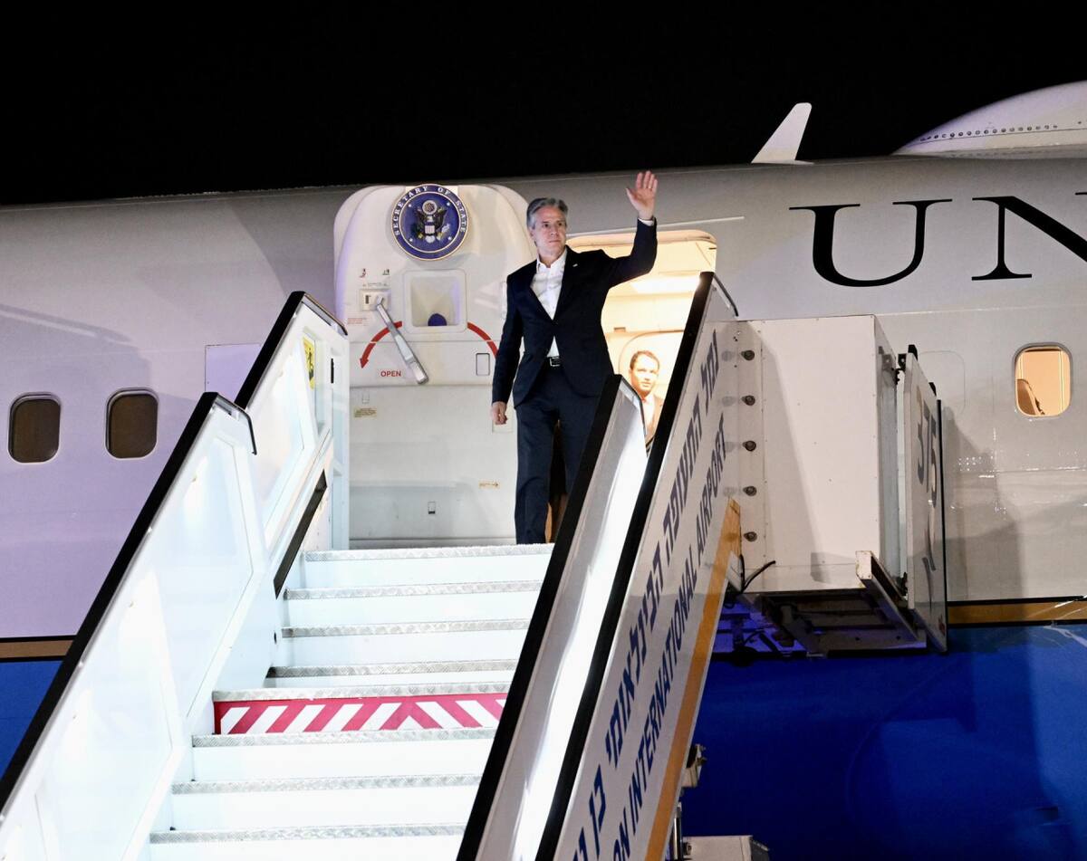 La llegada de Antony Blinken a Israel. Foto: Reuters.